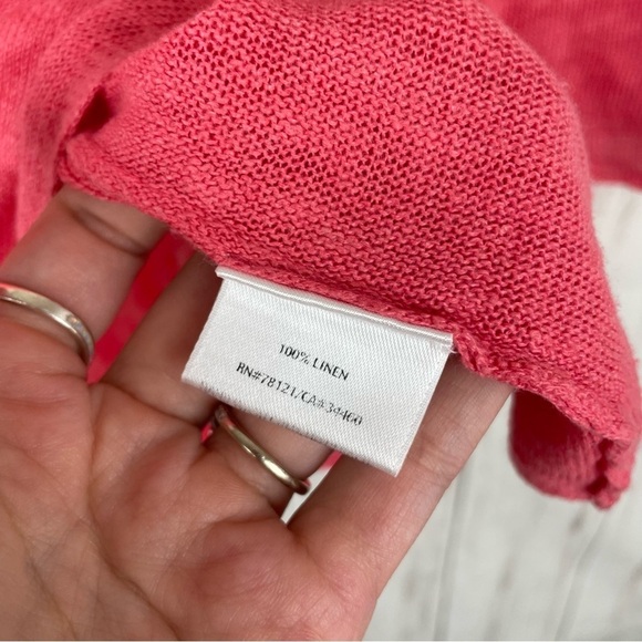Eileen Fisher 100% linen pink peach sweater - Picture 4 of 5